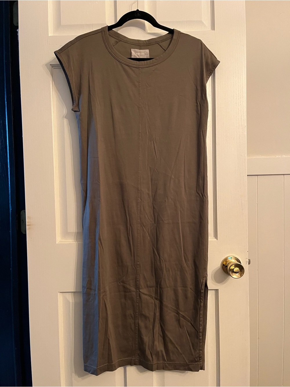 Everlane Olive Green Cap-Sleeve Midi Dress